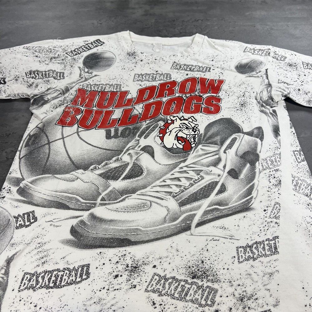 Bulldogs Shirt Adult M White Single Stitch Air Jordan Basketball AOP Sketch Art